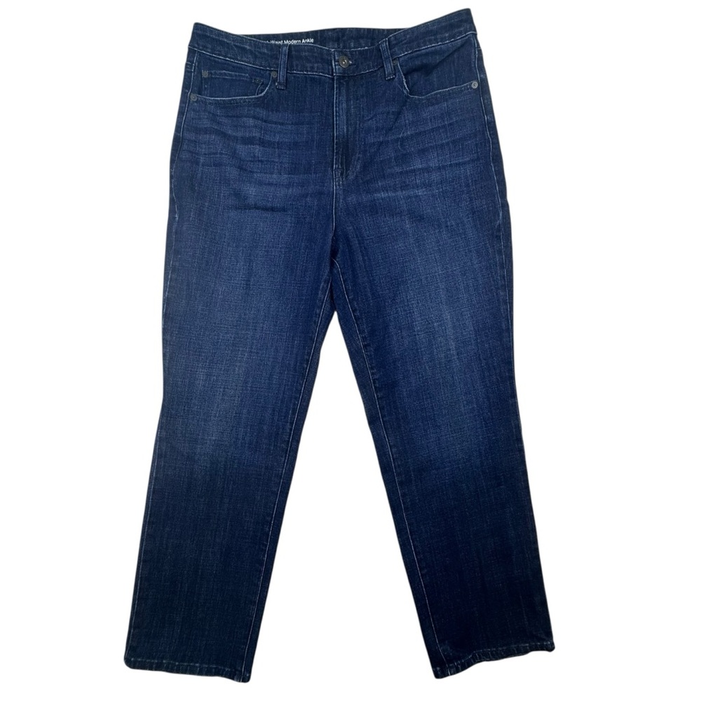 Talbots Flawless High Waist Modern Ankle Jeans in Dark Blue Denim - Picture 2 of 8